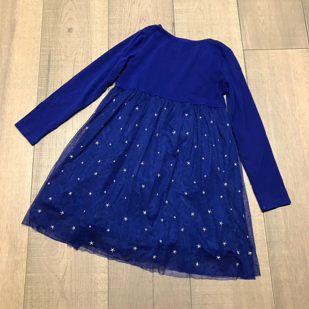 Hanna Andersson Dress Girls Size 6-7 Angels Tulle Holiday Christmas Blue‎ Modest
